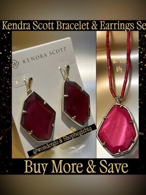 Authentic Kendra Scott Beatrix Necklace and Dunn Red Coral Earrings Set
